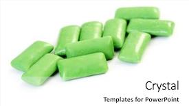  Presentation with chewing gum - Theme enhanced with herbal dental - green chewing gum on white background and a  colored foreground