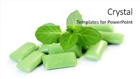  Presentation with chewing gum - PPT theme enhanced with herbal dental - green chewing gum on white background and a white colored foreground