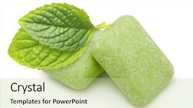  Presentation with chewing gum - Amazing PPT theme having herbal dental - two chewing gum with mint backdrop and a  colored foreground