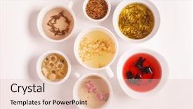  Presentation with healthy food and tea - Cool new slides with herbal drink - unique kinds of tea backdrop and a lemonade colored foreground