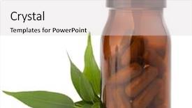  Presentation with herbal medicine capsules - PPT theme having herbal drug capsules in brown background and a light gray colored foreground