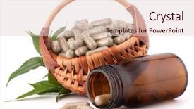  Presentation with herbal medicine capsules - Beautiful PPT theme featuring herbal drug capsules in wicker backdrop and a lemonade colored foreground