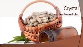  Presentation with herbal medicine capsules - PPT layouts featuring herbal drug capsules in wicker background and a lemonade colored foreground