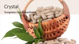  Presentation with herbal medicine capsules - Slide set with herbal drug capsules in wicker background and a lemonade colored foreground