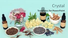  Presentation with herbal medicine - Presentation theme featuring herbal-flower-remedy-plant-medicine background and a cool aqua colored foreground