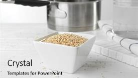  Presentation with quinoa - Presentation design featuring herbal free - bowl with quinoa seeds background and a  colored foreground