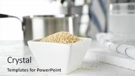  Presentation with quinoa - Slide set enhanced with herbal free - bowl with quinoa seeds background and a  colored foreground