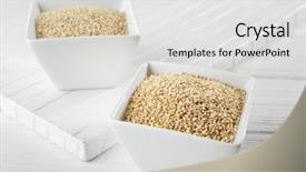  Presentation with flowers on white wooden - Audience pleasing slide set consisting of herbal free - bowls with quinoa seeds backdrop and a white colored foreground