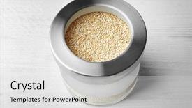  Presentation with quinoa - Beautiful PPT theme featuring herbal free - jar with quinoa seeds backdrop and a  colored foreground
