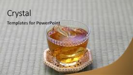  Presentation with japanese green tea - Presentation design featuring herbal free - mugicha japanese barley tea background and a light gray colored foreground