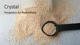  Presentation with quinoa trading - Slide set featuring herbal free - spoon with quinoa seeds background and a  colored foreground