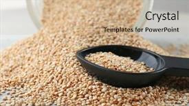  Presentation with organic dry chia seeds - PPT layouts with herbal free - spoon with quinoa seeds background and a  colored foreground