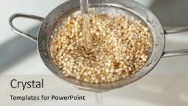  Presentation with washing clothes quotes - Presentation design with herbal free - washing quinoa seeds in sieve background and a  colored foreground