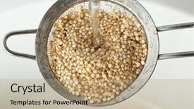  Presentation with quinoa tech - Amazing slide set having herbal free - washing quinoa seeds in sieve backdrop and a  colored foreground