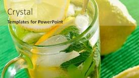  Presentation with herbal - Cool new PPT theme with herbal green tea with fresh mint and lemon backdrop and a yellow colored foreground