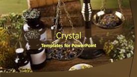  Presentation with herbal medicine - PPT theme consisting of herbal-medicine-and-book background and a tawny brown colored foreground