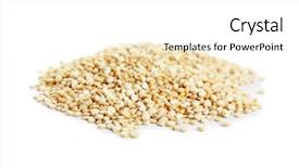  Presentation with medical pill medicine white blue - Slide deck enhanced with herbal free - pile of raw quinoa seeds background and a white colored foreground