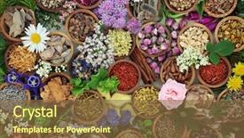  Presentation with chinese medicine - PPT theme enhanced with herbal medicine with herbs background and a tawny brown colored foreground
