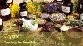  Presentation with herbal medicine - Audience pleasing PPT theme consisting of slices of sweet peeled orange on a wooden background backdrop and a tawny brown colored foreground.