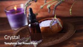  Presentation with lavender flowers - Beautiful presentation theme featuring herbal-oil-and-lavender-flowers backdrop and a wine colored foreground