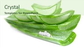  Presentation with pharma - Slide deck featuring herbal pharma - sliced aloe leaves with homeopathy background and a  colored foreground