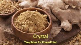  Presentation with root - Slide deck consisting of herbal powder - ginger fresh root and ginger background and a tawny brown colored foreground