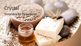  Presentation with beauty product - Theme featuring herbal product - natural bar of soap background and a lemonade colored foreground