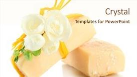  Presentation with natural soap - Presentation theme with herbal product - natural handmade soap isolated background and a cream colored foreground