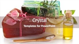  Presentation with natural soap - Slides enhanced with herbal product - pieces of natural soap background and a tawny brown colored foreground