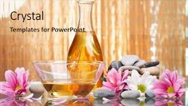  Presentation with detox green smoothies still life - Theme having herbal product - spa still-life background and a  colored foreground