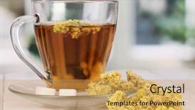  Presentation with tea cup - PPT theme with herbal remedies - cup of tea with immortelle background and a  colored foreground