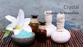  Presentation with herbal - Slides featuring herbal remedies for massage on bamboo mat outdoor background and a light gray colored foreground