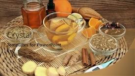  Presentation with ginger lemon drink - Colorful presentation theme enhanced with herbal-remedy-for-cold-flu backdrop and a gold colored foreground