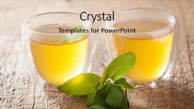  Presentation with tea leaves - Amazing PPT layouts having herbal-sage-tea-with-green backdrop and a lemonade colored foreground