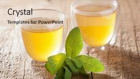  Presentation with herbal powder green - Presentation theme consisting of herbal sage tea with green background and a  colored foreground