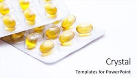  Presentation with vitamin - Presentation design with lecithin gel pills - vitamin e capsules in blister background and a sky blue colored foreground
