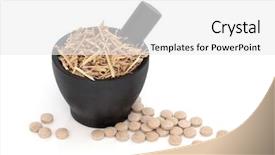  Presentation with ginseng - Slides with herbal tablet - ginseng in a black granite background and a white colored foreground