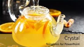  Presentation with tea - Slides featuring herbal tea - tangerine ginger tea background and a gold colored foreground