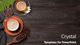  Presentation with tea coffee - Presentation theme consisting of herbal-tea-and-espresso-coffee background and a wine colored foreground