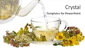  Presentation with tea plant - Theme featuring herbal tea and fresh herb background and a white colored foreground