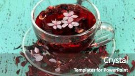  Presentation with tea cup - Cool new slide set with herbal tea in glass cup backdrop and a tawny brown colored foreground