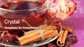  Presentation with tea cup - Amazing PPT layouts having herbal tea in glass cup on color wooden background backdrop and a tawny brown colored foreground