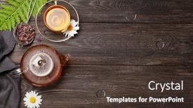  Presentation with tea cup - Presentation theme with herbal-tea-in-teapot background and a tawny brown colored foreground