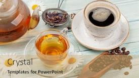  Presentation with tea cup - Presentation theme enhanced with herbal-tea-in-teapot background and a coral colored foreground