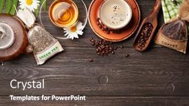  Presentation with tea cup - Cool new PPT theme with herbal-tea-in-teapot backdrop and a dark gray colored foreground
