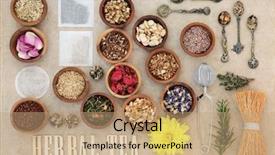  Presentation with herbal - Theme with tea selection with wooden letters background and a coral colored foreground