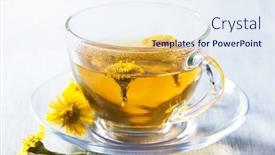  Presentation with herbal - Presentation theme consisting of herbal-tea-with-coltsfoot-flowers background and a sky blue colored foreground