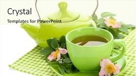  Presentation with tea cup - PPT theme having herbal tea with hip rose background and a blonde colored foreground