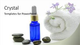  Presentation with essence - Beautiful presentation design featuring herbal therapy - essence oil pebbles and towel backdrop and a  colored foreground