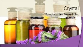  Presentation with herbal medicine - Slide set consisting of herbal therapy - medicine bottles isolated on white background and a lemonade colored foreground